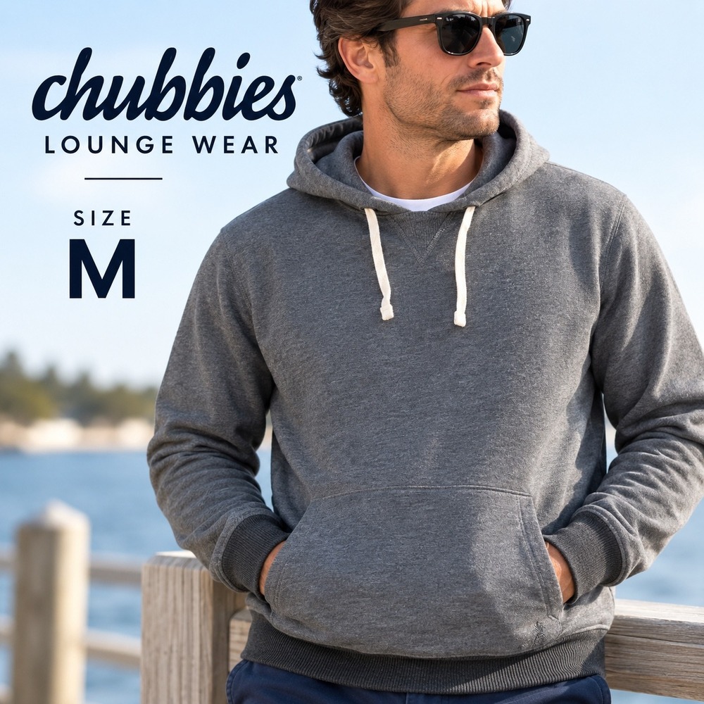 Chubbies Lounge Wear Hoodie Mens M Gray Pullover Sweatshirt Pockets Casual Fall